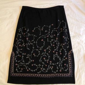BCBG MAXAZRIA Black Floral Skirt